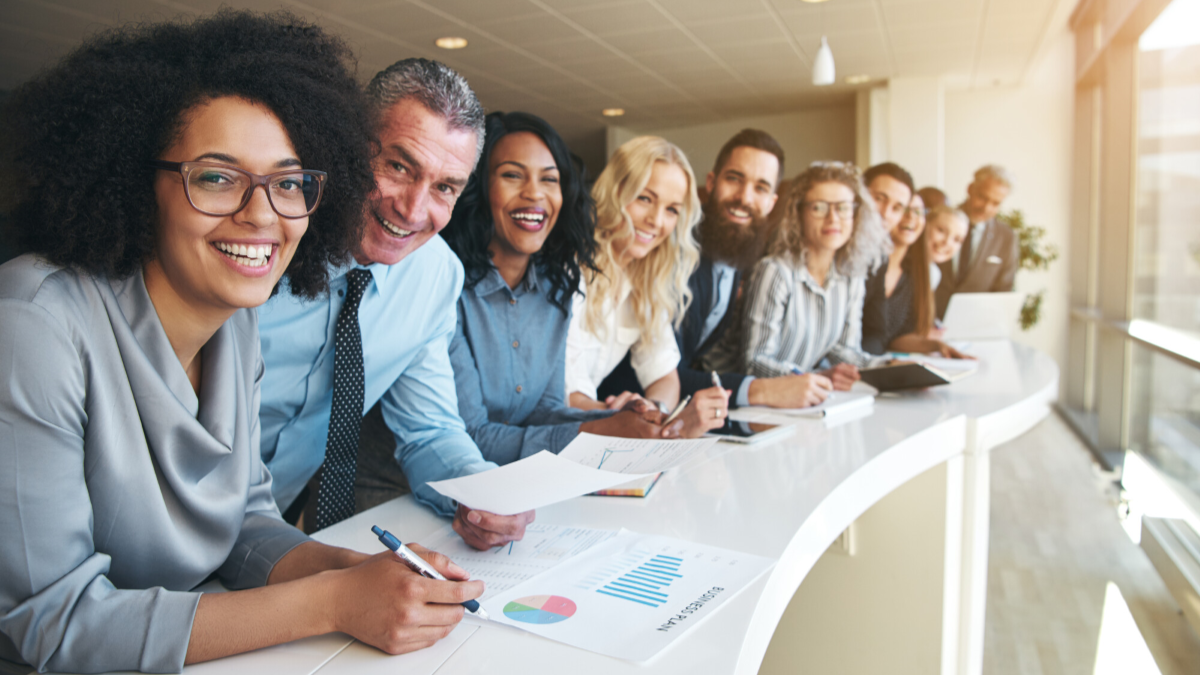 smiling work professionals